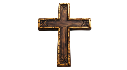 PNG, Easter, wooden cross, isolated on white background, created with Generative AI technology