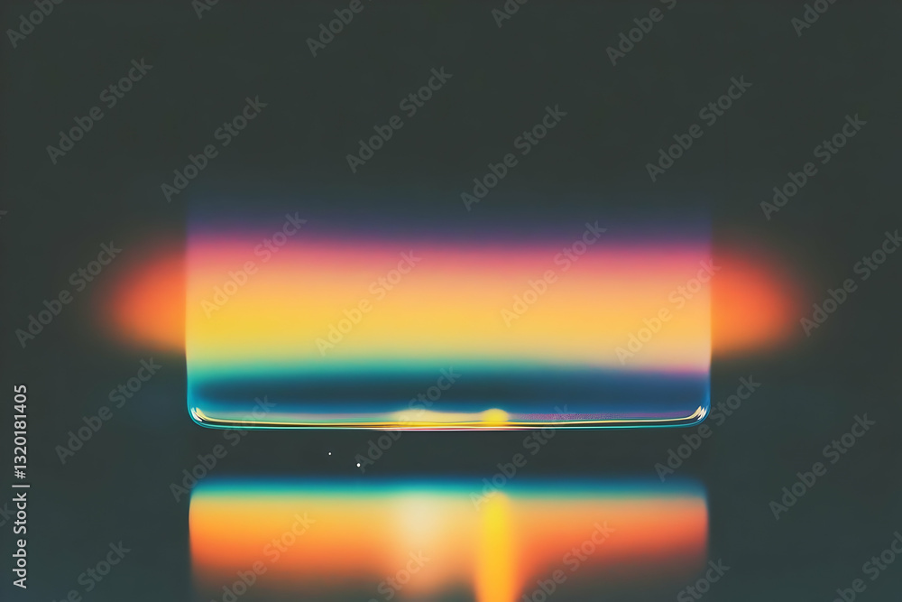 Poster abstract chromatic light streaks reflecting on a dark surface, creating a vibrant and moody digital 
