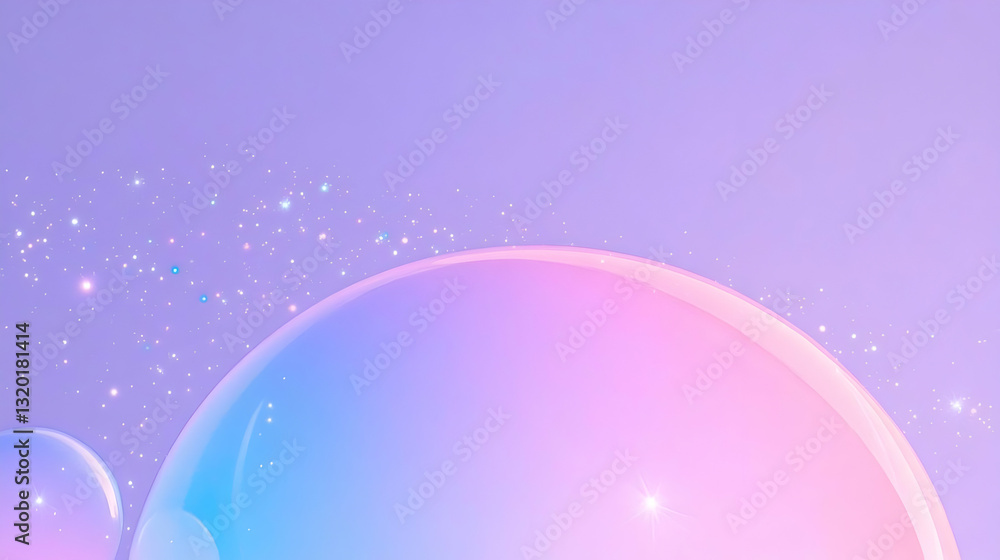 Aufkleber abstract pastel background with iridescent spheres and sparkling glitter, creating a dreamy, etherea
