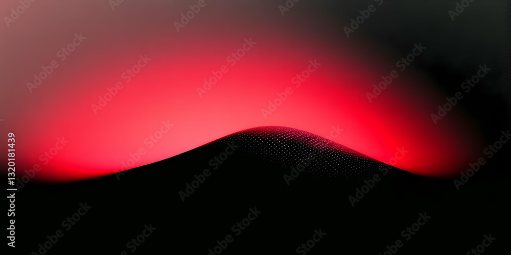 Poster abstract red gradient background: silhouetted hill illuminated by vibrant crimson glow, creating a d