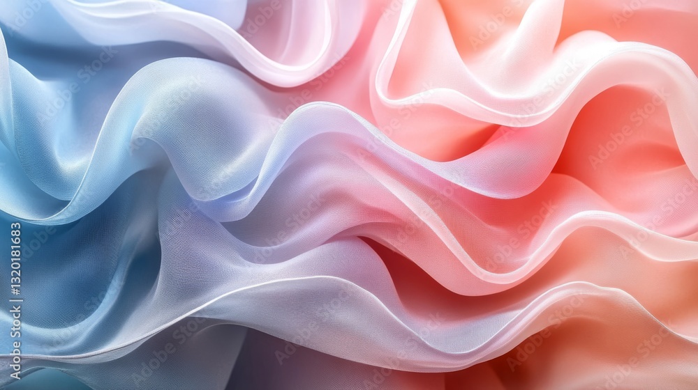 Poster flowing colorful fabric with soft smooth curves and beautiful highlights