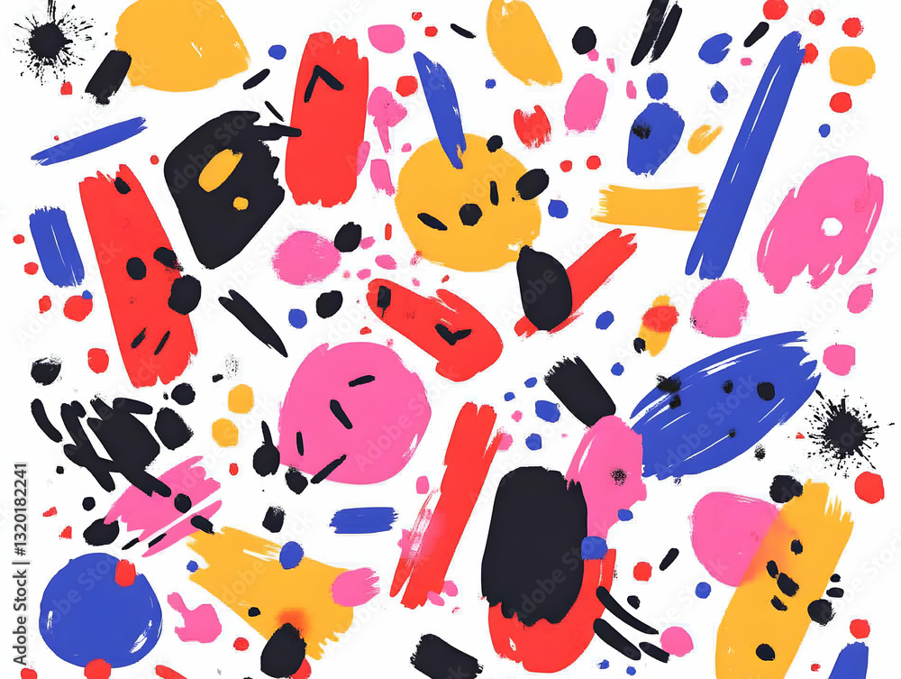 Poster abstract colorful paint splashes and strokes create a vibrant background image