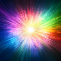 Fototapeta premium Vibrant Rainbow Burst: Abstract 3D Radiating Light Illustration Background