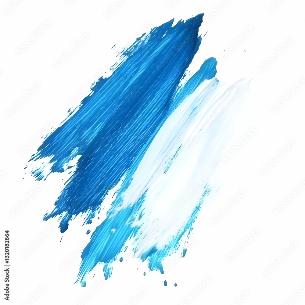 Poster abstract blue and white paint strokes background, dynamically brushed texture for design projects.