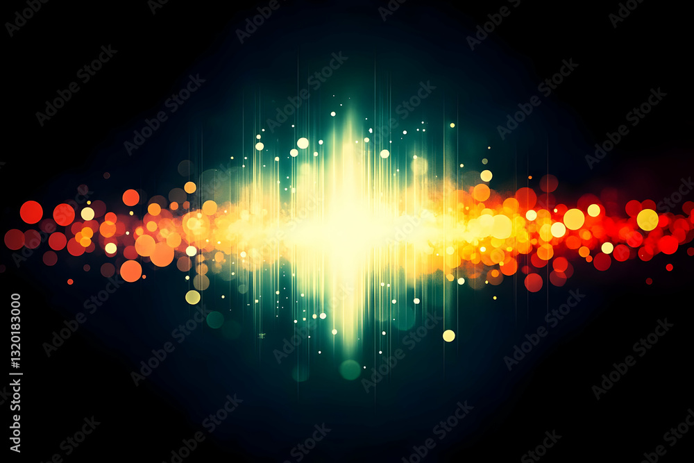 Poster abstract background with bright lights and bokeh effects, creating a vibrant and energetic visual di
