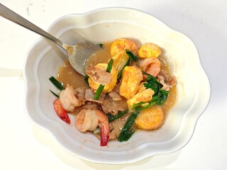 tofu and shrimps dish