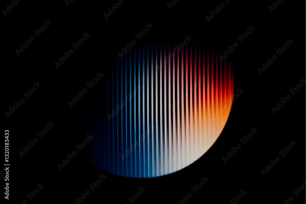 Poster abstract background image: colorful vertical stripes transitioning from blue to red in a semi-circul