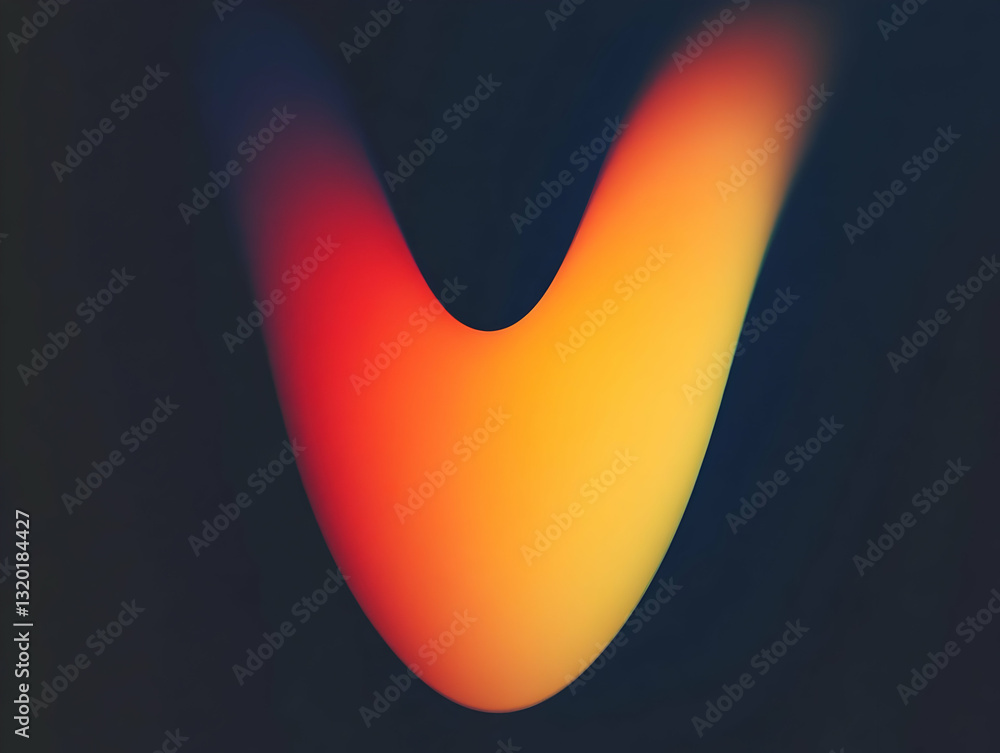 Poster abstract v-shaped gradient background: fluid, warm hues transitioning on dark canvas, seamless digit