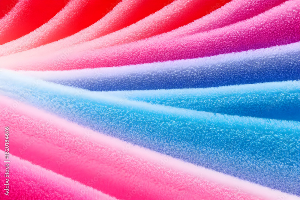 Poster abstract 3d render of colorful furry waves, vivid gradient background texture