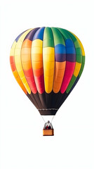 Fototapeta premium Colorful Hot Air Balloon Ascends Against White Background, Illustration of a Joyful Flight