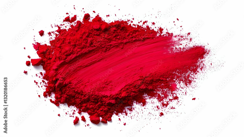 Poster vibrant red pigment swirl: a textured abstract background image showcasing a dynamic red powder stro