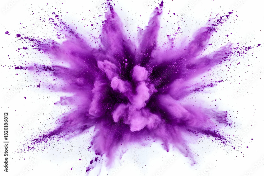 Poster vibrant purple powder explosion: abstract background image with dynamic splashes and fine details, i