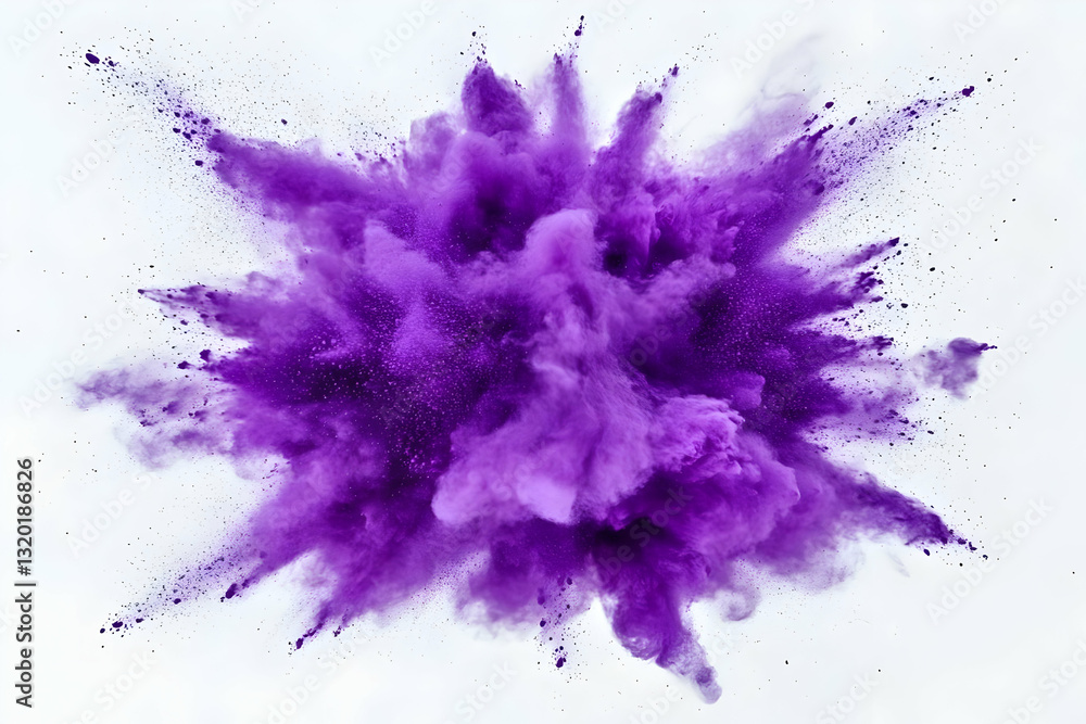 Poster vibrant purple powder explosion: abstract background image with dynamic splashes and fine details