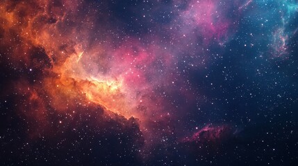 Obraz premium Cosmic Nebula with Vibrant Colors and Distant Stars in Space
