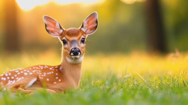 Young fago resting peacefully in a field of tall grass surrounded by nature's beauty and serenity