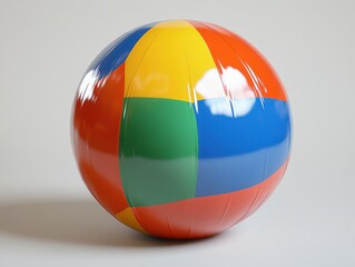 Naklejka premium Colorful Inflatable Beach Ball with Vibrant Panels for Summer Fun and Leisure Activities