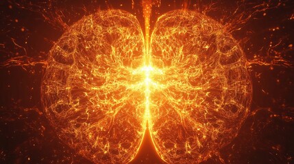 Fototapeta premium Abstract Visualization of Brain Activity with Fiery Energy Patterns