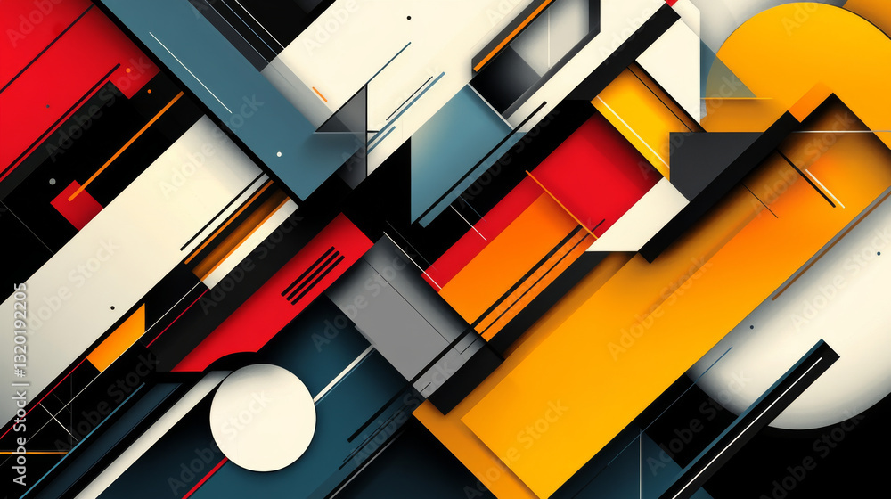 Poster bold abstract background with overlapping geometric shapes in vibrant colors