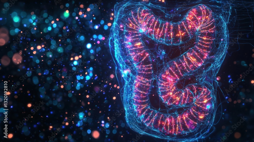 Poster abstract representation of colorful neural network connections