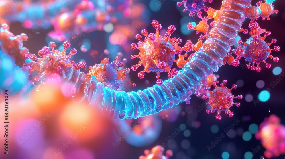 Aufkleber colorful representation of virus structures and molecular dynamics