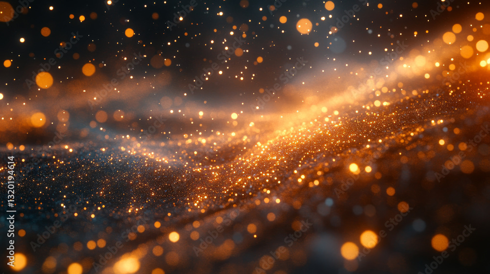 Poster mesmerizing cosmic scene with floating celestial lights and glowing particles