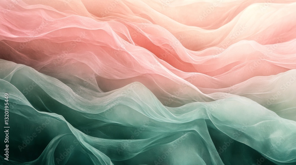 Poster abstract depiction of flowing pastel fabrics in a soft gradient
