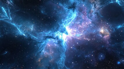Fototapeta premium Stunning Cosmic Nebula with Vibrant Colors and Glowing Stars in Space