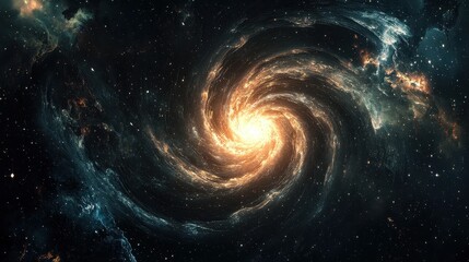 Obraz premium Swirling Galaxy with Bright Core and Nebulae in Cosmic Space