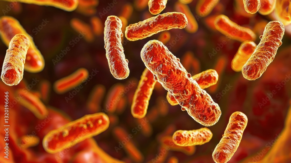 Poster microscopic view of bacteria in a colorful background
