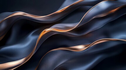 Obraz premium Flowing abstract depiction of a textured fabric with golden edges