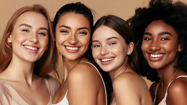 Smiling portrait diverse beautiful young woman