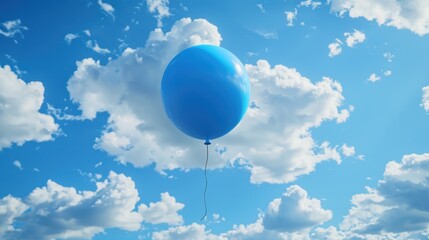 Obraz premium Blue Balloon: A floating object filled with helium or air, often used to bring joy and a festive touch to parties, celebrations, and special occasions. 
