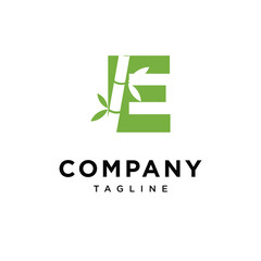 Letter E Bamboo Logo Icon Vector