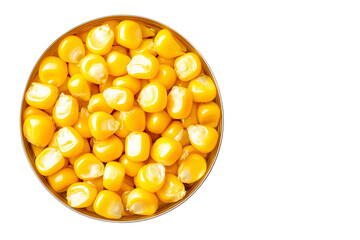 Fototapeta premium sweetcorn kernels in tin can top view