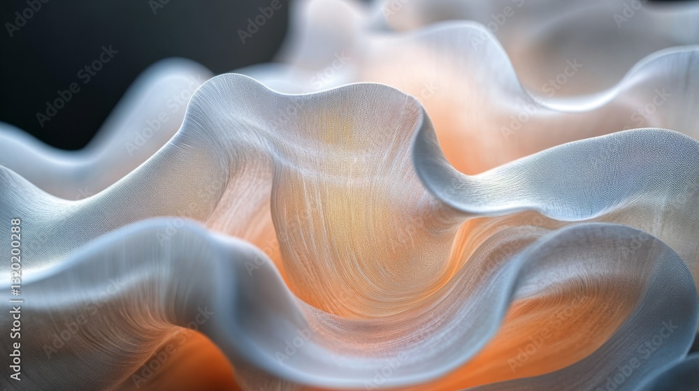 Poster soft delicate flowing fabric with waves and gradient color tones