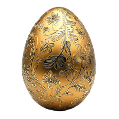 Golden Easter Egg with Elegant Floral Pattern Isolated on transparent background 