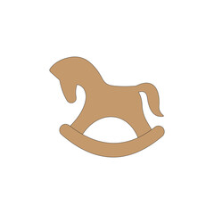 Rocking wooden horse toy vector illustration on white background
