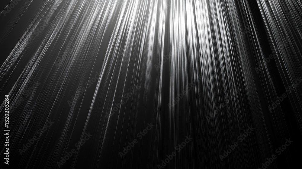 Poster bright light shining down through many parallel vertical lines