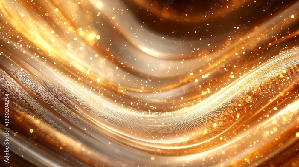 Poster elegant flowing golden abstract background with sparkling light effects