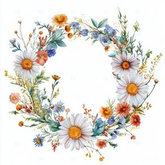 Obraz premium Watercolor Floral Wreath Pastel Floral Arrangement Botanical Illustration