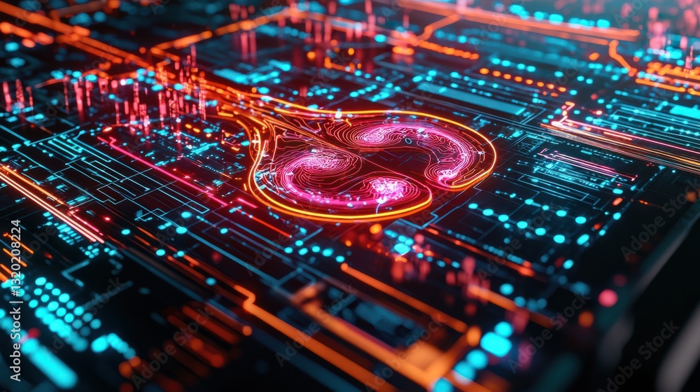 Aufkleber abstract digital illustration of a colorful neural network design