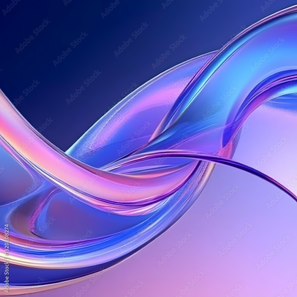 Poster abstract 3d render of flowing, iridescent purple and blue liquid, creating a dynamic and visually st