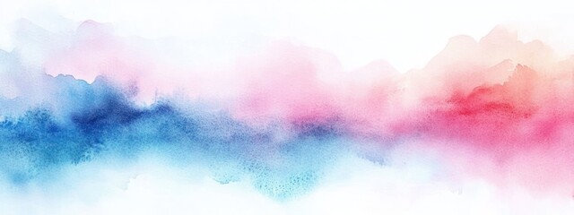 Dreamy Sky Landscape with Blended Watercolors in Pink and Blue Hues