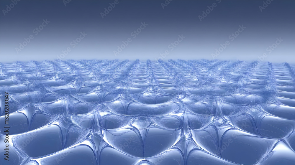 Poster abstract 3d render of a serene, undulating blue water surface, creating a tranquil and textured back