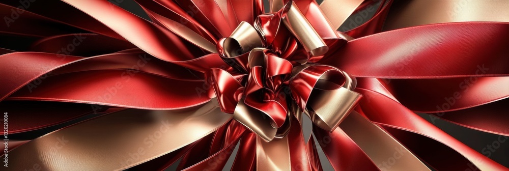 Poster spiraling ribbons and bows create an elegant background for promotional text or logos in a decorativ