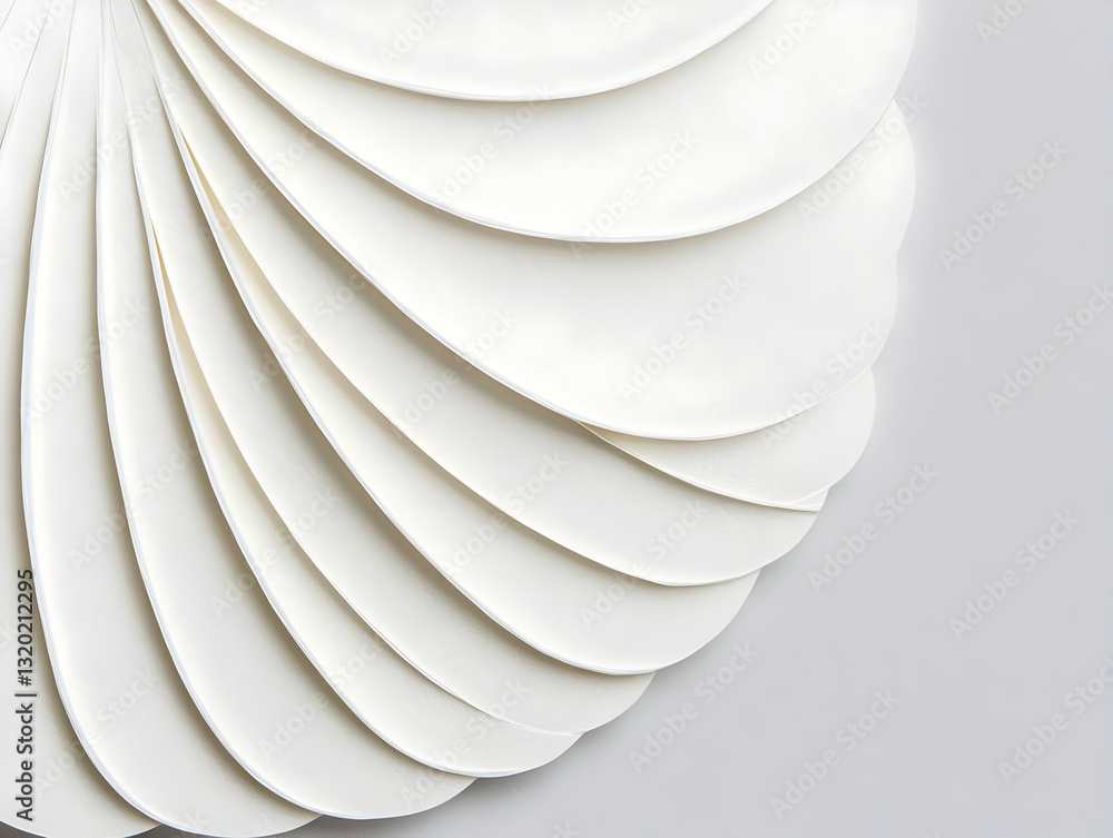 Poster abstract white curving layers create a textured background design for modern minimalist art