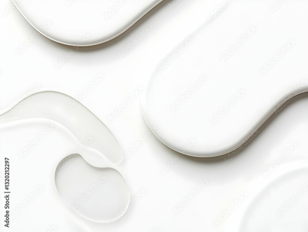 Poster abstract white liquid forms a 3d swirling background, creating an elegant and modern design with smo