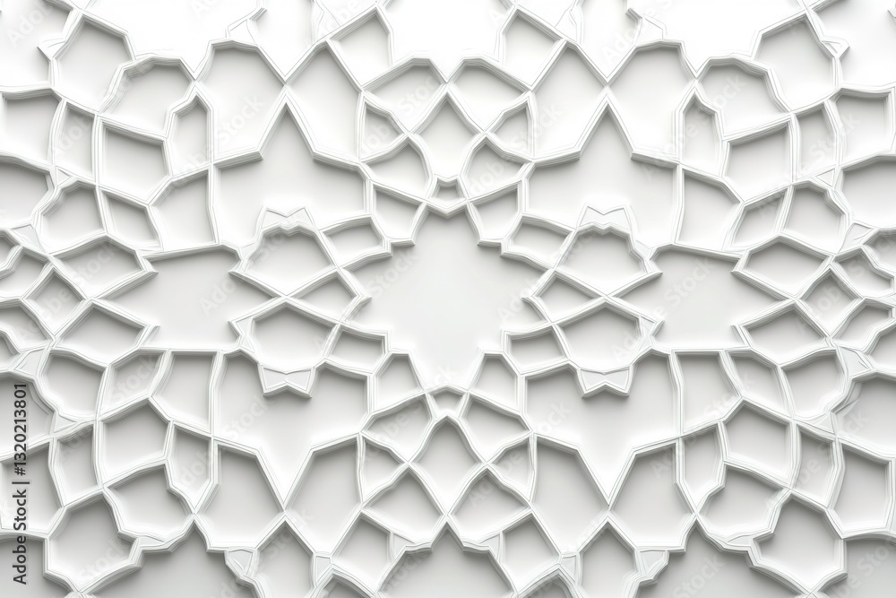 Poster white geometric shapes create a complex repeating pattern clean lines and texture