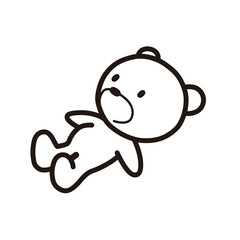 かわいいくまのぬいぐるみのアイソメトリックイラスト。ベクターデータは線幅の編集が可能です