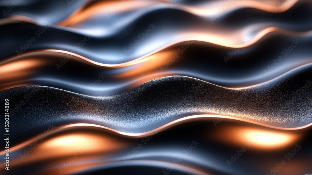 Poster wavy metallic surface with light reflections creates a unique texture